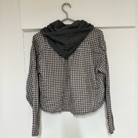 American Eagle Distressed Plaid Button Up Top - Picture 2 of 5